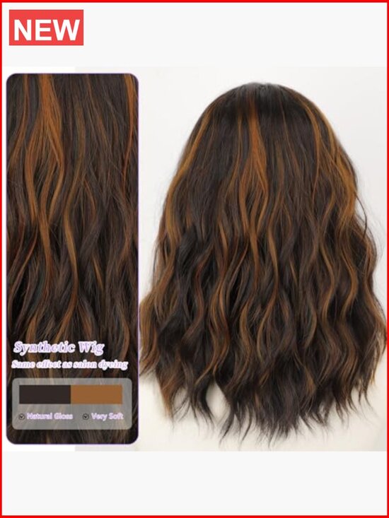14 Inch Wave Bob Wig with Pre-Cut Lace Hairline Middle Part Synthetic Heat main image 4
